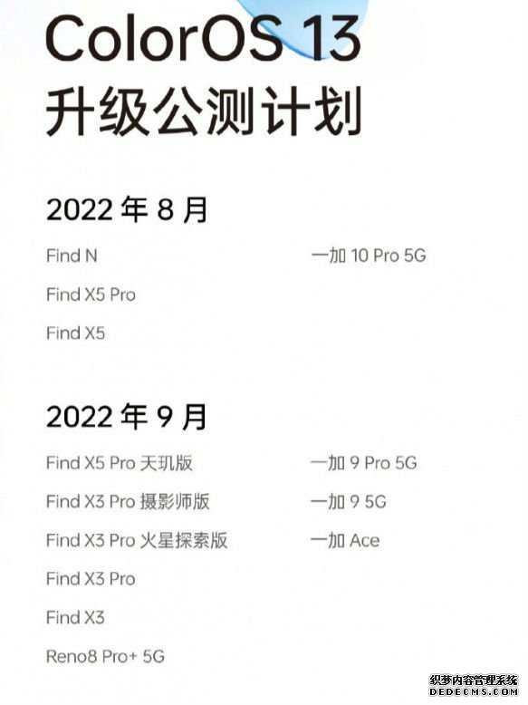coloros13支持哪些机型